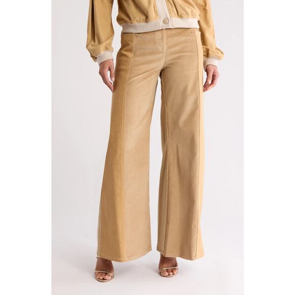 TWP Styles Two-Tone Corduroy Pants Camel Wide Leg Mid Rise Size 6 - Picture 1 of 15